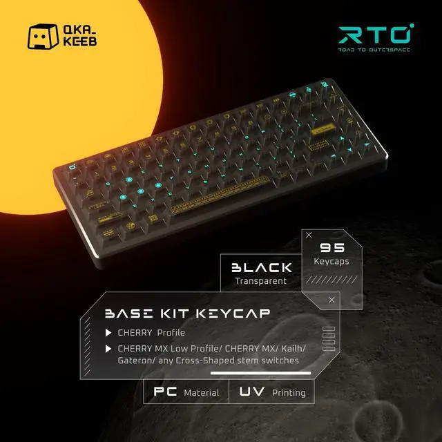 Alt view image 2 of 5 - BAROCCOMiSTEL QKA KEEB Road to Outer Space KEYCAP Set(RTO), Cherry Profile, Black Transparent, PC Material, 95 Keys, 60%-65%-75%-80% Layout, MX Compatible Switches