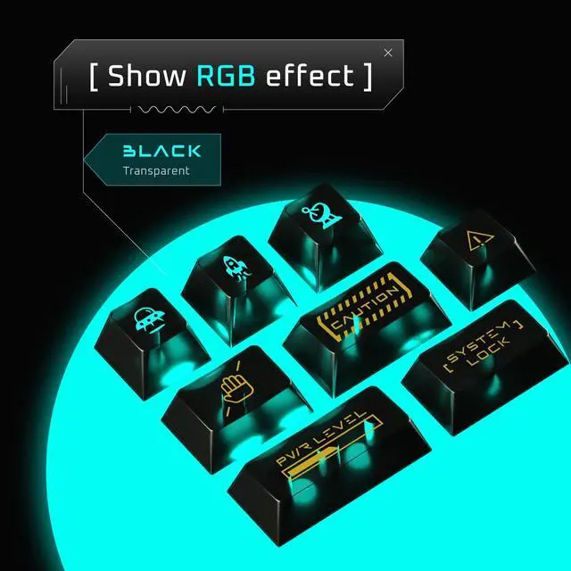 Alt view image 4 of 5 - BAROCCOMiSTEL QKA KEEB Road to Outer Space KEYCAP Set(RTO), Cherry Profile, Black Transparent, PC Material, 95 Keys, 60%-65%-75%-80% Layout, MX Compatible Switches