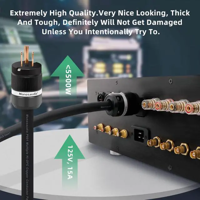 Alt view image 3 of 5 - Monosaudio 11 Gauge Audiophile Power Cable High End Power Cable 3-Prong Pure Copper AC Power Cord IEC320 C13 Connectors for Speaker,Power Filter,Audio equipment,Amplifier,CD/DVD Player (1.5m)