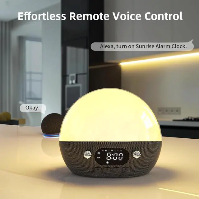 Alt view image 4 of 5 - MOMILLA Sunrise Alarm Clock- Bluetooth Speaker with Smart Alarm Clocks for Bedrooms, Alexa & APP Control, 11 White Noise Sound Machine, Sunset Night Light Wake up Light for Kids& Heavy Sleepers