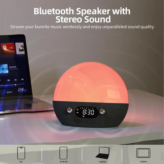 Alt view image 5 of 5 - MOMILLA Sunrise Alarm Clock- Bluetooth Speaker with Smart Alarm Clocks for Bedrooms, Alexa & APP Control, 11 White Noise Sound Machine, Sunset Night Light Wake up Light for Kids& Heavy Sleepers