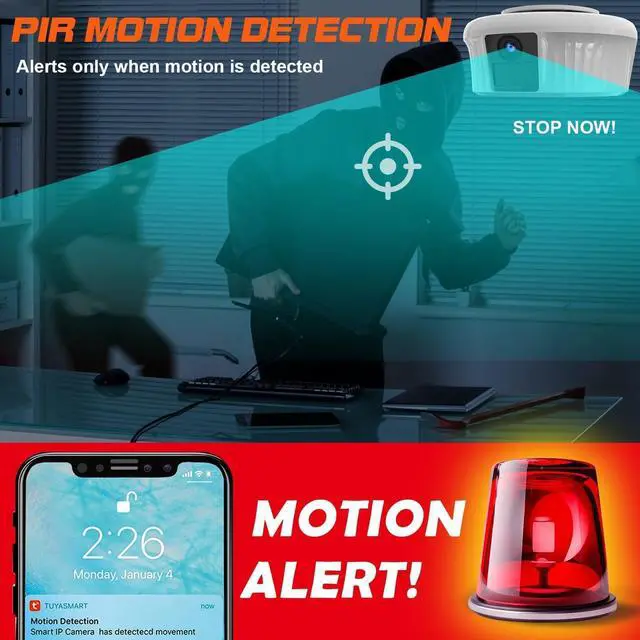 Alt view image 2 of 5 - 2K Hidden Camera Smoke Detector - Spy Camera for Home Security with Night Vision Motion Detection - 10000mAH Rechargeable Wireless PTZ Surveillance Baby Dog Pet Monitor - 200 Days Battery Power