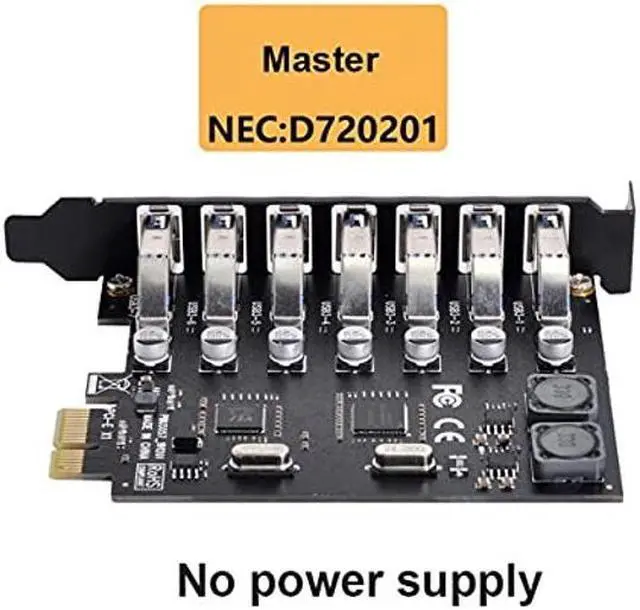 Alt view image 4 of 5 - NFHK 7 Ports PCI-E to USB 3.0 HUB PCI Express Expansion Card Adapter 5Gbps for Motherboard
