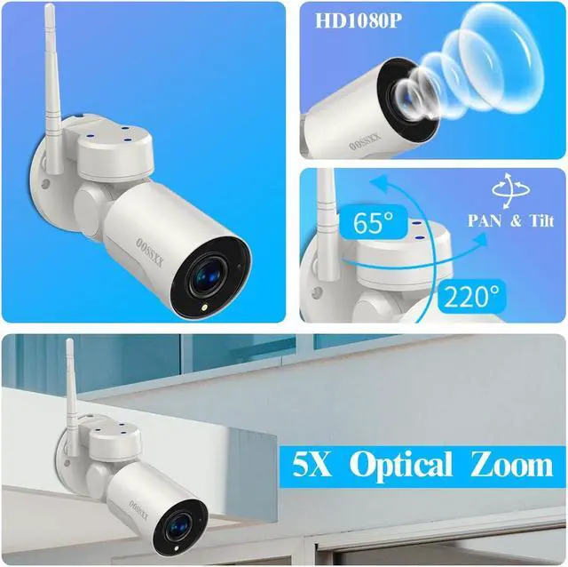Alt view image 3 of 5 - {PTZ Security Camera Outdoor} 5X Optical Zoom 1080P Camera System, Wireless IP Cam, Easy to Set Up 360 Camera WIFI Camera, Compatible Wireless Camera System NVR, 2-Way Audio, IP66, Color Night Vision