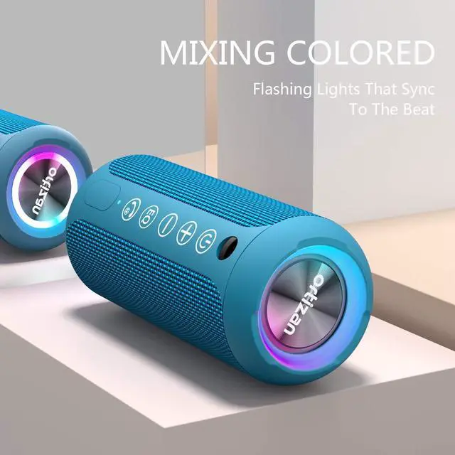 Alt view image 2 of 5 - Ortizan Black & Blue Portable Bluetooth Speaker, IPX7 Waterproof Wireless Speaker with 24W Loud Stereo Sound, Outdoor Speakers with Bluetooth 5.0, 30H Playtime,66ft Bluetooth Range, Dual Pairing