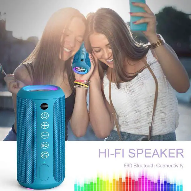 Alt view image 5 of 5 - Ortizan Black & Blue Portable Bluetooth Speaker, IPX7 Waterproof Wireless Speaker with 24W Loud Stereo Sound, Outdoor Speakers with Bluetooth 5.0, 30H Playtime,66ft Bluetooth Range, Dual Pairing
