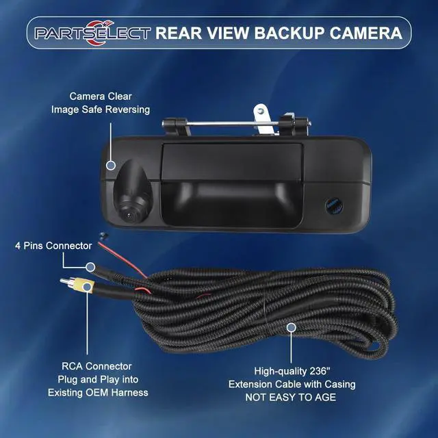 Alt view image 3 of 5 - PARTSELECT Rear Tailgate Handle Reverse View Backup Camera 69090-0C051 690900C051 81214 Replacement for 2007-2013 Toyota Tundra