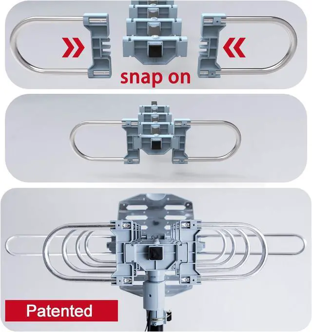 Alt view image 3 of 5 - PBD WA-2608 Amplified Outdoor TV Antenna  Long Range with UHF/VHF, 360° Motorized Rotation, Remote Control, Mounting Pole, and 40FT RG6 Cable  Supports 4K, 1080P, Smart and Older TVs (2 Outputs)