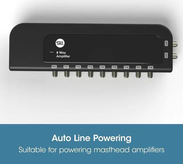 Alt view image 2 of 5 - SLX TV Antenna Amplifier, 8 Way Signal Distribution Amplifier with F-Type Connections, 4G & 5G Filtering, TV Antenna Indoor, HD TV/FM/DAB, Improved Energy Efficiency (8-Way)