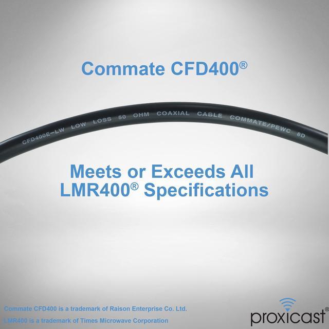 Alt view image 5 of 5 - Proxicast 36 ft RP SMA Male to N Male Premium CFD400 Low-Loss Coaxial Cable (50 Ohm) for Connecting WiFi & Helium Miner (HNT Hotspots) to N-Female Antennas (Not for TV or Cellular) (ANT-310-420-36)