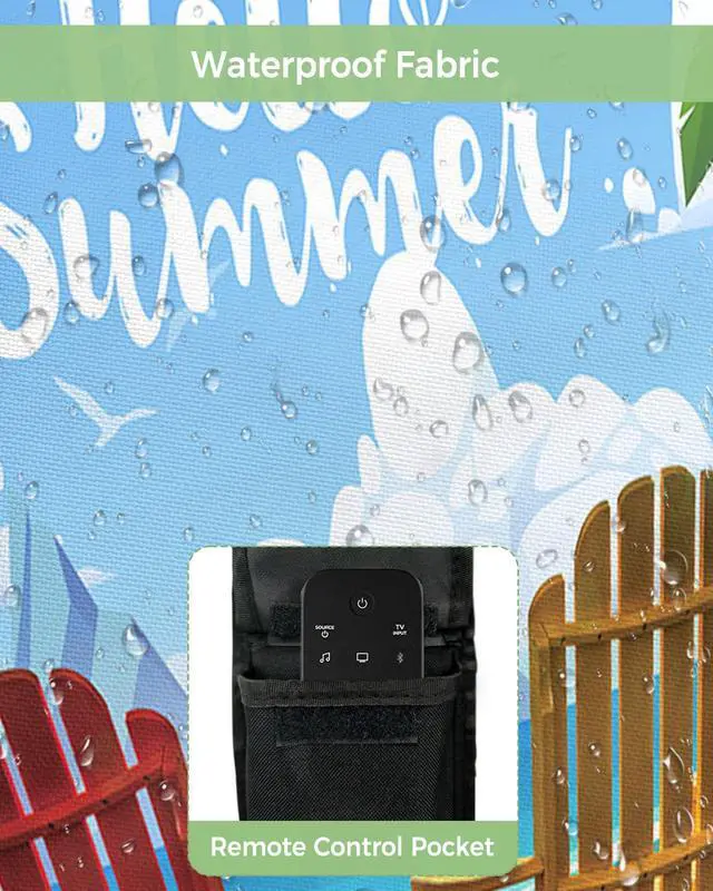 Alt view image 3 of 5 - Outdoor TV Cover Waterproof and Weatherproof, Hello Summer Beach Beach Chair Coconut Tree Outside TV Cover for 70 to 75 inch LCD LED, Shield TV Display Screen Protector
