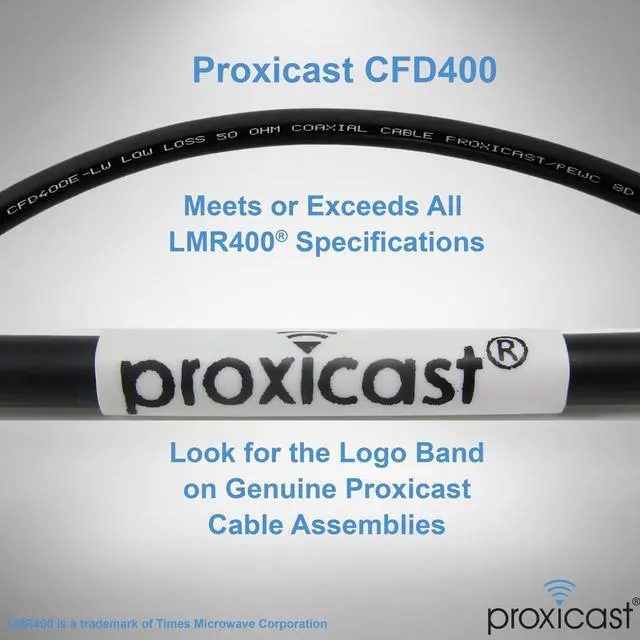 Alt view image 3 of 5 - Proxicast 20 ft N Male to N Male Premium 400 Series Low-Loss Coaxial Cable (50 Ohm) for 4G LTE, 5G Modems/Routers, Ham, ADS-B, GPS, RF Radio to Antenna or Surge Arrester Use (ANT-180-401-20)