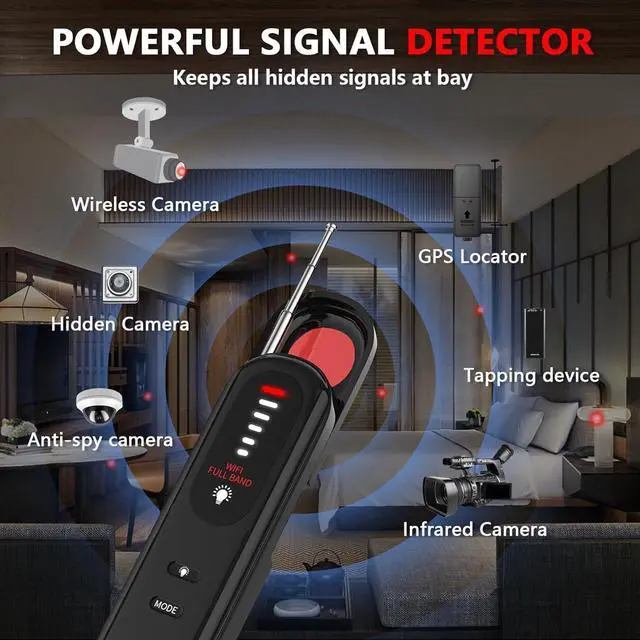 Alt view image 2 of 5 - Hidden Camera Detectors for Travel, 6 Levels Sensitivity-Anti-Spy Hidden Camera Detector Infrared Detection GPS Tracker Detector and Bug Detector for Hotel Car Indoor Office Private Club