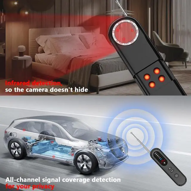 Alt view image 4 of 5 - Hidden Camera Detectors for Travel, 6 Levels Sensitivity-Anti-Spy Hidden Camera Detector Infrared Detection GPS Tracker Detector and Bug Detector for Hotel Car Indoor Office Private Club