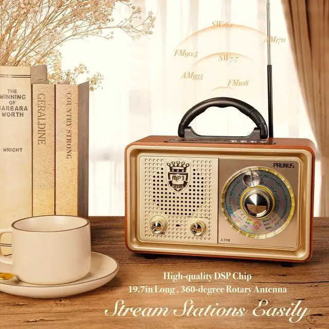 Alt view image 5 of 5 - Retro Portable Radio AM FM Shortwave Radio Transistor Battery Operated Vintage Radio with Bluetooth, PRUNUS J-985 Pocket Radio Mini AM FM Stereo Radio Portable Radio with Headphones, Clip