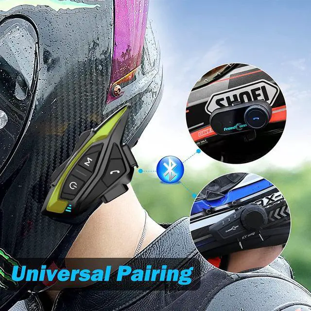 Alt view image 5 of 5 - QSPORTPEAK Motorcycle Helmet Bluetooth Intercom Headset Communication Systems Kit, Shark08 Full Duplex 8 Riders Group Helmet Intercom/FM Radio/Voice Prompt/MP3/GPS/Range 1500m/IP67 Waterproof