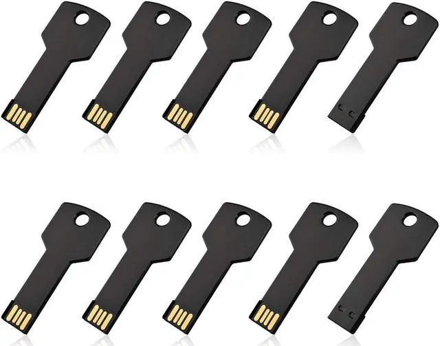 Main image of RAOYI 10 Pack 8GB USB Flash Drive USB 2.0 Metal Key Shape Memory Stick Thumb Drive Pen Drive-Black