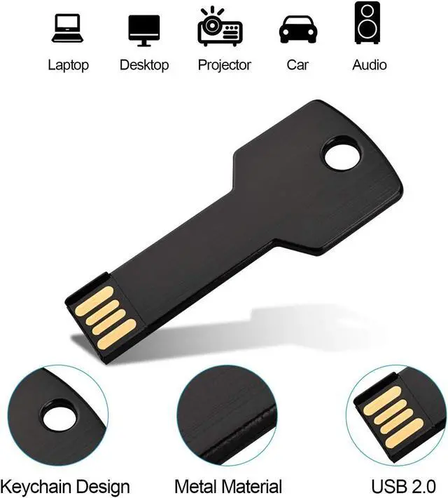 Alt view image 2 of 5 - RAOYI 10 Pack 8GB USB Flash Drive USB 2.0 Metal Key Shape Memory Stick Thumb Drive Pen Drive-Black