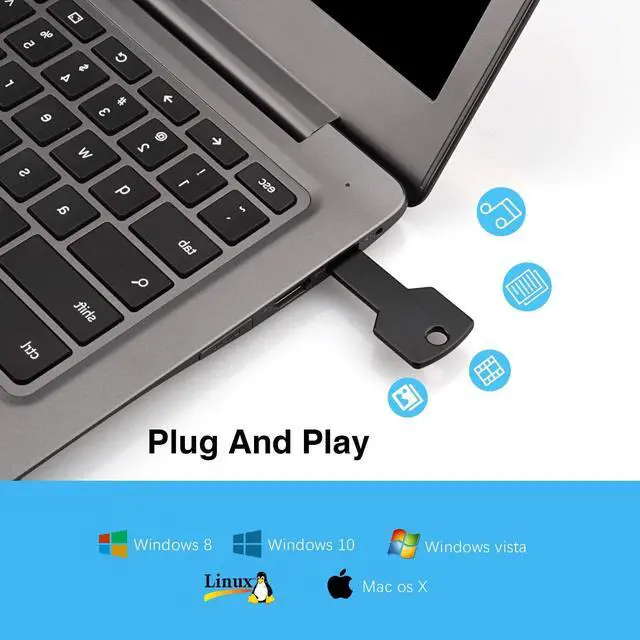 Alt view image 5 of 5 - RAOYI 10 Pack 8GB USB Flash Drive USB 2.0 Metal Key Shape Memory Stick Thumb Drive Pen Drive-Black