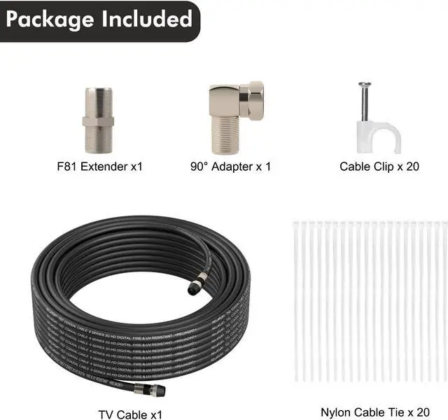 Alt view image 2 of 5 - RELIAGINT Coaxial Cable 100FT, RG6 Coax Cable Cord for TV with Weatherproof Rubber Boot - Ideal Outdoor TV Cable Wire and Antenna Wire Extension Cable, Tri-Shield UV - Fire Resistant Wall Rated