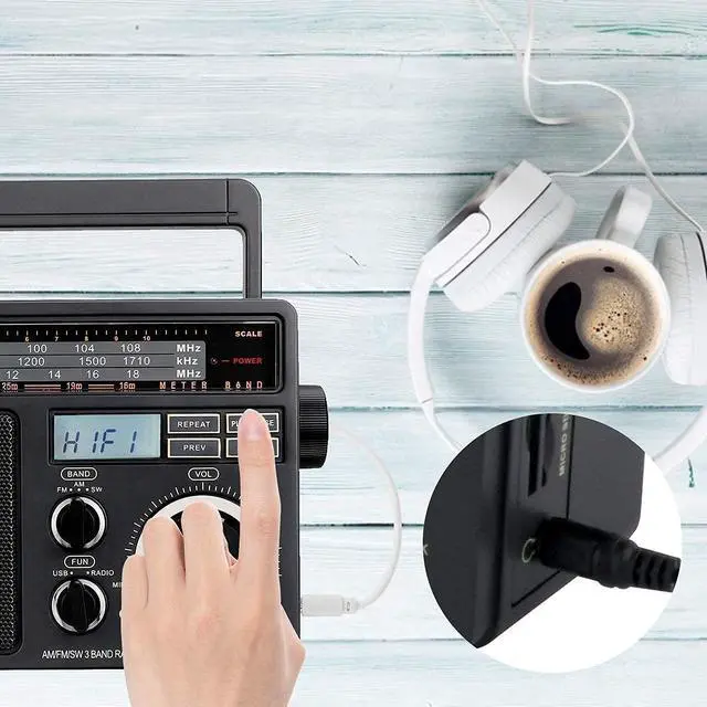 Alt view image 4 of 5 - Retekess V115 Digital AM FM SW Radio - Portable, Shortwave, TF Card & Recording Support, AC or D Battery Powered