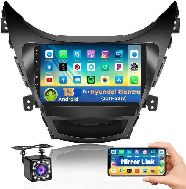 Main image of (1+32G) for 2011-2013 Hyundai Elantra Android 13 Radio, Roinvou 9 Inch Touch Screen Radio Dash Kit with Backup Camera, in-Dash GPS Navigation Support Mirror Link Bluetooth WiFi FM