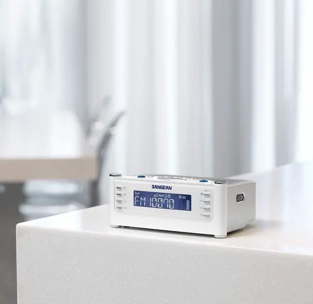 Alt view image 4 of 5 - Sangean RCR-22 Atomic Clock with FM-RDS / AM / Aux-in Digital Tuning Clock Radio, silver, one size