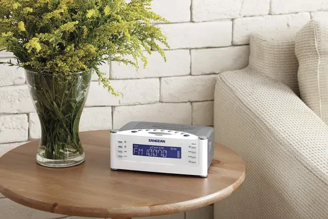 Alt view image 3 of 5 - Sangean RCR-22 Atomic Clock with FM-RDS / AM / Aux-in Digital Tuning Clock Radio, silver, one size