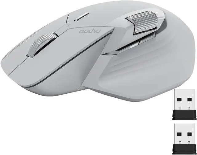 Main image of Rapoo MT760Mini Bluetooth Wireless Mouse - Bluetooth 5.0 and 2.4GHz Multi-Mode Connection, Support 4 Devices, M+ Cross Computer Technology, 11 Programmable Buttons,Light Grey