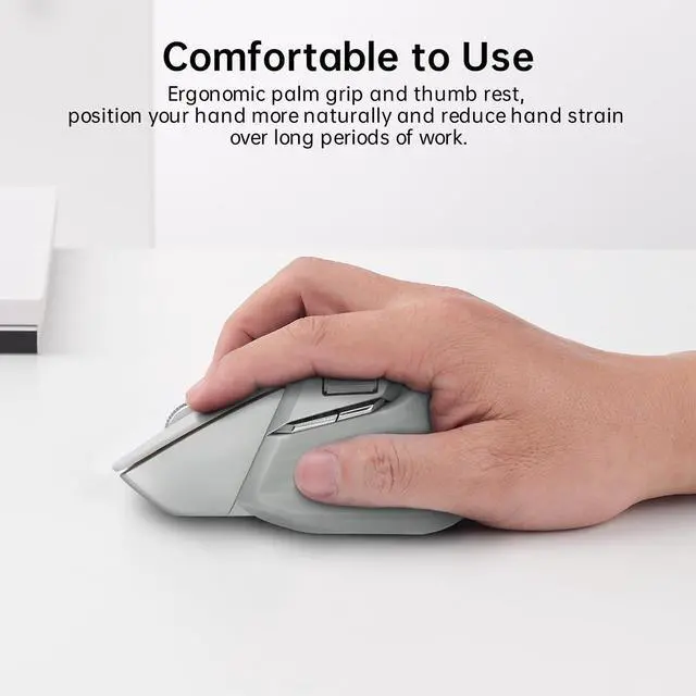 Alt view image 5 of 5 - Rapoo MT760Mini Bluetooth Wireless Mouse - Bluetooth 5.0 and 2.4GHz Multi-Mode Connection, Support 4 Devices, M+ Cross Computer Technology, 11 Programmable Buttons,Light Grey
