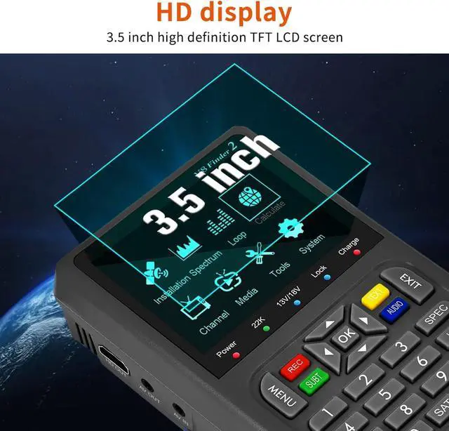 Alt view image 4 of 5 - V8 Finder 2 TV Signal Finder Meter, DVB-S/S2/S2X Signal Receiver with 3.5 inch HD Digital Display, H.264 Auto Calculate Angle Built-in 4000mAh Battery for Adjusting Sat Dish