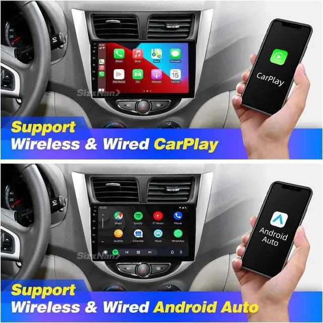 Alt view image 2 of 5 - SizxNanv Android Touch Screen Compatible with Carplay Android Auto,Car Radio Stereo Bluetooth Navigation Multimedia Player GPS WiFi AM/FM Backup Camera Head Unit for Verna Accent Solaris 2010-2016