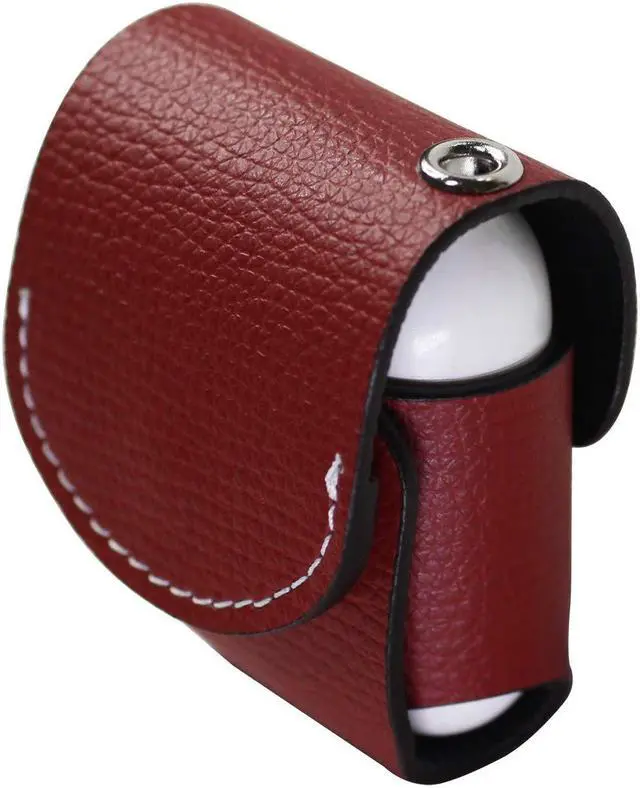 Alt view image 2 of 5 - SONAMU New York Italian Natural Cowhide Leather Case Compatible with Apple AirPods 1st, 2nd Generation, Handcrafted Premium Leather Cover Supporting Wire, Wireless Charging (Red)
