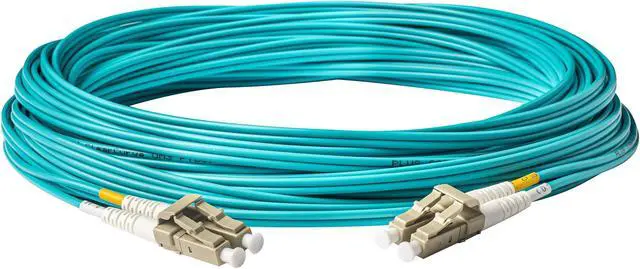 Alt view image 4 of 5 - SpeedyFiberTX 4-Pack 1 Meter Multimode 10G OM3 50/125 Fiber Optic Patch Cable, Duplex LC to LC, Aqua Riser OFNR Cable Jacket
