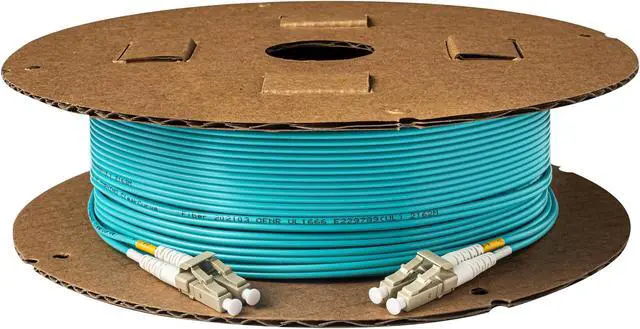 Alt view image 5 of 5 - SpeedyFiberTX 4-Pack 1 Meter Multimode 10G OM3 50/125 Fiber Optic Patch Cable, Duplex LC to LC, Aqua Riser OFNR Cable Jacket