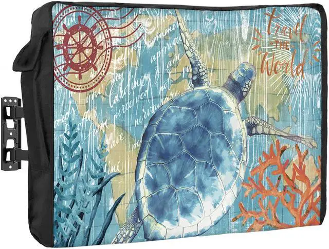 Main image of Outdoor TV Cover - Marine Life Sea Turtle Waterproof and Weatherproof 30"-32" LCD Movable Shield TV Display Screen Protector Outside Television Covers