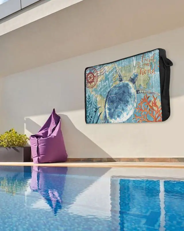 Alt view image 5 of 5 - Outdoor TV Cover - Marine Life Sea Turtle Waterproof and Weatherproof 30"-32" LCD Movable Shield TV Display Screen Protector Outside Television Covers