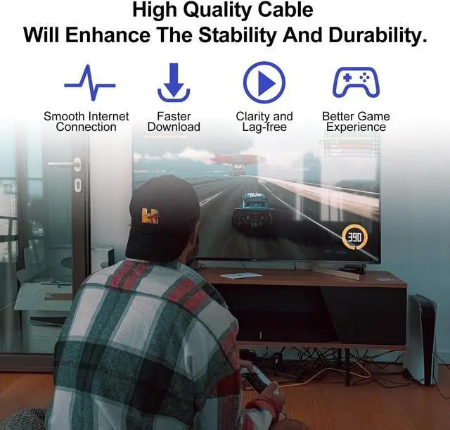 Alt view image 3 of 5 - Tainston Cat6 Outdoor Ethernet Cable 150FT,PVC&LLDPE UV Double Jackets,Direct Burial,Support Cat6/Cat5e/Cat5 with 25 Ties-Black.