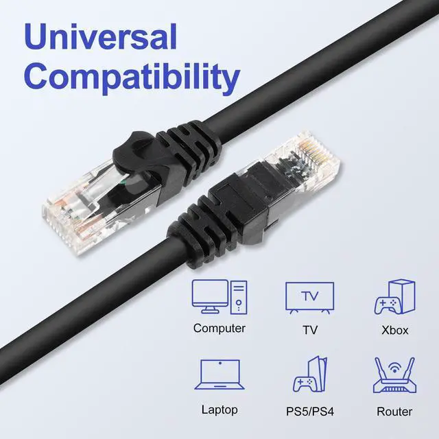 Alt view image 5 of 5 - Tainston Cat6 Outdoor Ethernet Cable 150FT,PVC&LLDPE UV Double Jackets,Direct Burial,Support Cat6/Cat5e/Cat5 with 25 Ties-Black.