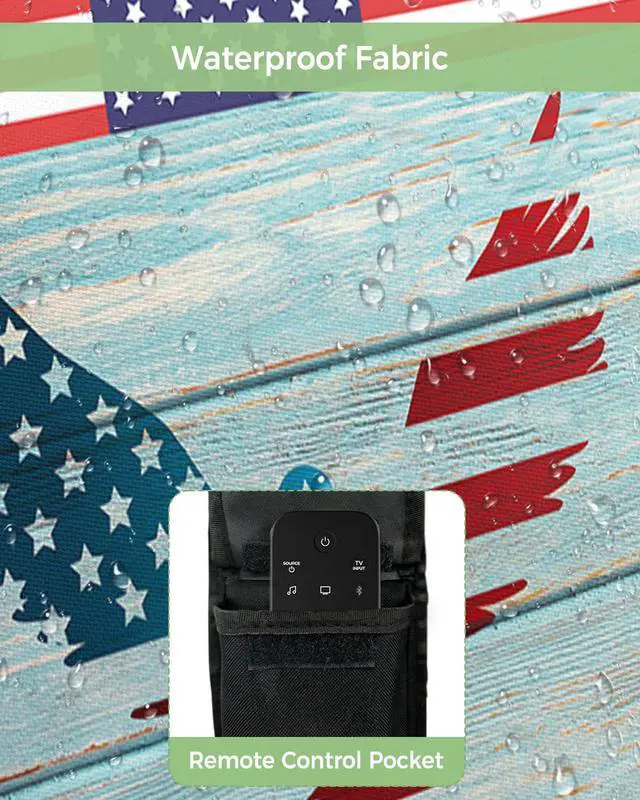 Alt view image 3 of 5 - Outdoor TV Cover - American Flag Eagle Red Stripe Retro Wood Grain Waterproof and Weatherproof 48"-50" LCD Movable Shield TV Display Screen Protector Outside Television Covers
