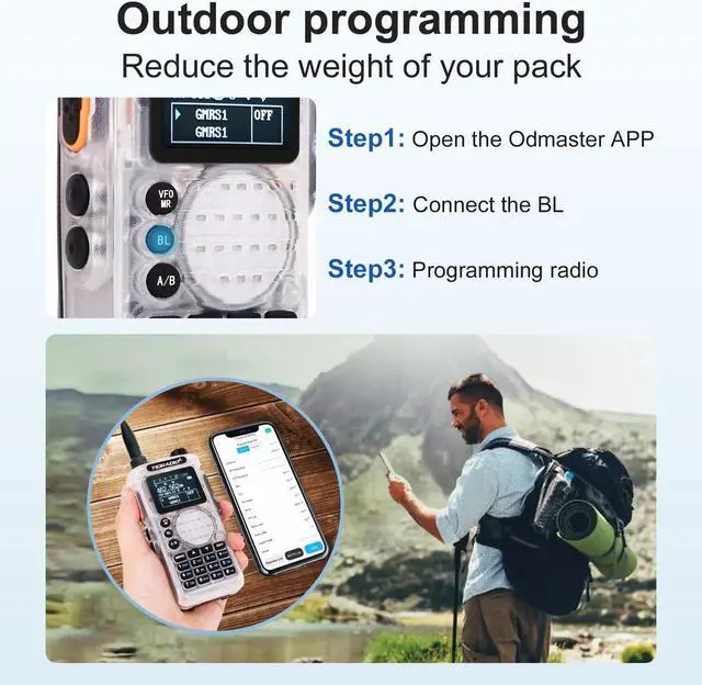 Alt view image 4 of 5 - (2nd Gen) TIDRADIO H8 GMRS Handheld Radio with Bluetooth Programming Repeater Capable Dual Band Long Range Two Way Radios with 4PCS Batteries 771 Long Antenna & Earpiece- Crystal, 2Pack Full Kit
