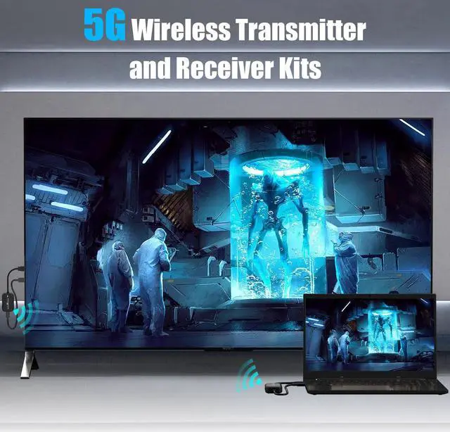 Alt view image 4 of 5 - Wireless HDMI Extender, HDMI Wireless Transmitter and Receiver, Wireless HDMI 98FT/30M Kit for Streaming Video and Audio to HDTV/Projector/Monitor from Laptop/PC/Cable Box
