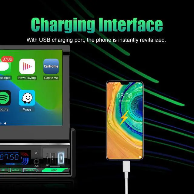 Alt view image 5 of 5 - (2025 Motorized) Single Din Apple Carplay Car Stereo with Android Auto - 7 Inch Flip Out Touchscreen Car Radio with Bluetooth| Mirror Link| Backup Camera/USB/AUX Input/AM/FM/Subwoofer/DSP