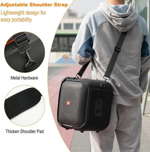Alt view image 3 of 5 - TXEsign Travel Carrying Strap Cover for JBL PartyBox Encore Essential Portable Party Speaker, Hard EVA Shell Two Sides Protective Case Speaker Cover with Shoulder Strap and Base Support Feet