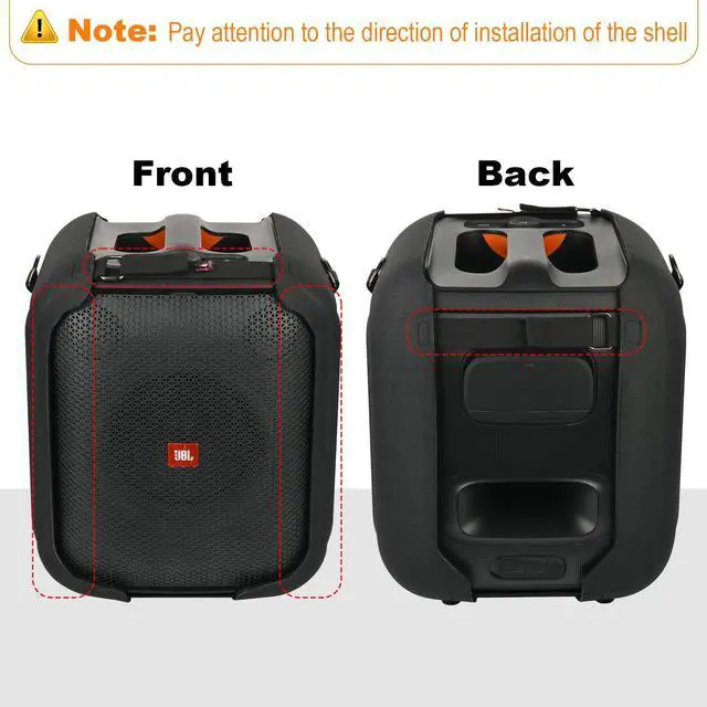 Alt view image 4 of 5 - TXEsign Travel Carrying Strap Cover for JBL PartyBox Encore Essential Portable Party Speaker, Hard EVA Shell Two Sides Protective Case Speaker Cover with Shoulder Strap and Base Support Feet