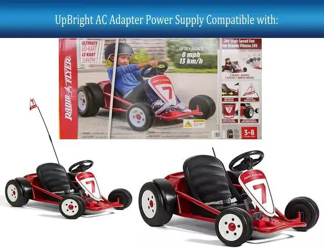 Alt view image 2 of 5 - UpBright 24V AC/DC Adapter Compatible with Radio Flyer 940Z 940P 940PZ Ultimate Go-Kart Model 940 24 Volt Rechargeable Battery Powered Adjustable Kids Electric Outdoor Ride On Toy Power Supply Charger