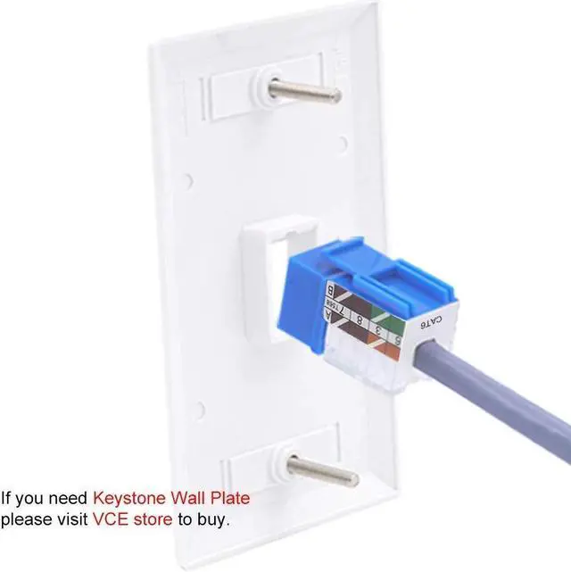 Alt view image 5 of 5 - VCE 25-Pack RJ45 Cat6 Keystone Jack 90 Degree Insert Bundle with 2-Port Keystone Wall Plate 10 Pack