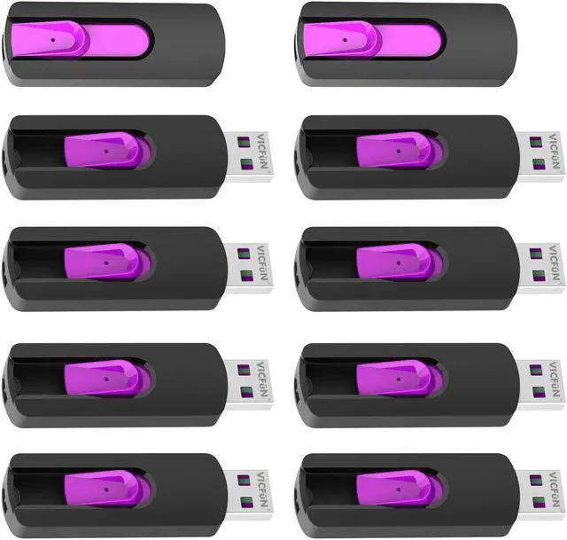 Main image of VICFUN 10 Pack 16GB USB Flash Drives USB 2.0 Flash Drive Slide Retractable USB Memory Stick 16GB,Pink