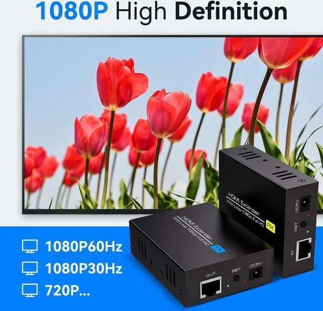 Alt view image 5 of 5 - VPFET 400Ft HDMI Extender Over Ethernet Cat5 or 6 Adapter Balun 120m with Loop Output and Automatic EDID Functions Support 1080P60Hz 3D Full HD Transmitter and Receiver