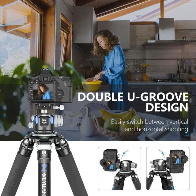 Alt view image 5 of 5 - Low Profile Ball Head 55mm Tripod Ball Head WEYLLAN CH55 Heavy Duty 360 Panoramic Tripod Head, Large Size CNC Aluminum Camera Head for Tripod, with Two Arca Quick Release Plates, Max Load 88lbs/40kg